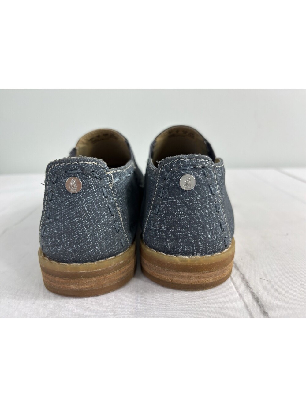 Hush Puppies Womens Chardon Slip Ons Size 7 W Color-Blue Chambray Denim Suede - Picture 4 of 9